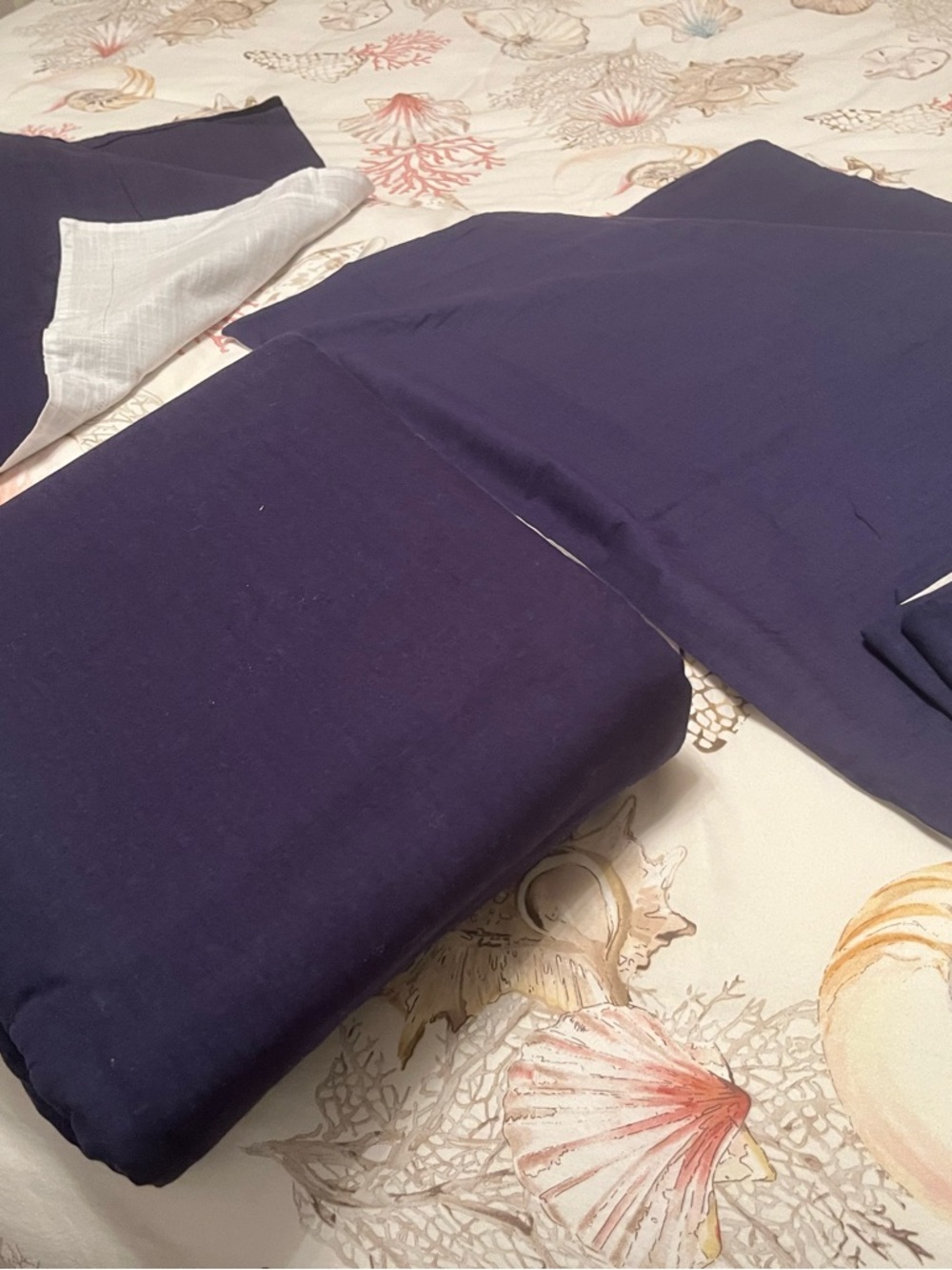 Solid Navy 100% Cotton Duvet Set - 2 king &  2 standard Pillowcases